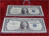 (2)1935F & 1957A $1 Silver Certificate Banknote.