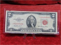 1953 Star Note $2 Red Seal US Banknote