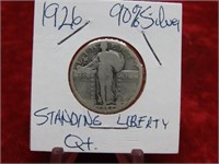 1926 90% SILVER Standing Liberty quarter US Coin.