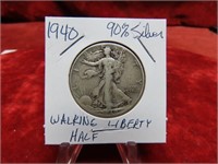 1940 90% SILVER Walking Liberty Half  US Coin.