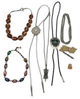 Lot: Fashion Jewelry - Bolo Ties, Necklaces, More.
