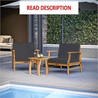 Nestl 3-Pc Patio Set: Acacia Wood  Gray