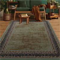 Antep Rugs Non-Slip Green Rug  4' x 5'8.