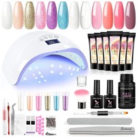 48W Nail Lamp  6PC Poly Nail Gel  Base Coat Set