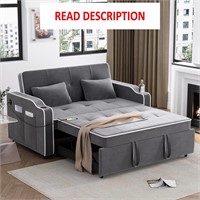 3-in-1 Sofa Bed with USB Port  Velvet Dark Grey-A