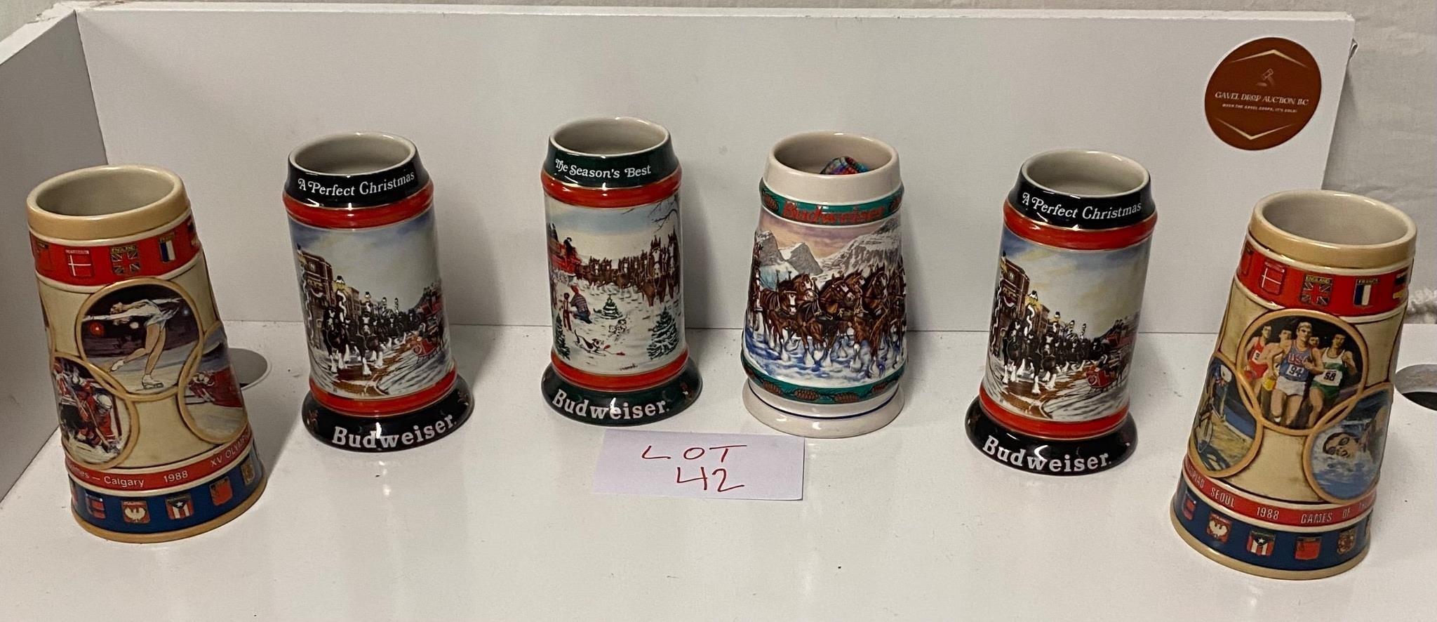 Budweiser and Olympic Beer Steins