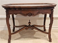 Antique Side Table w/ Inlaid Rose Design