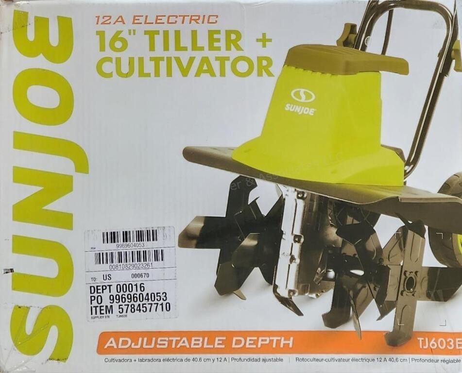 E3 Sunjoe Tiller Cultivator 16" 12A Electronic