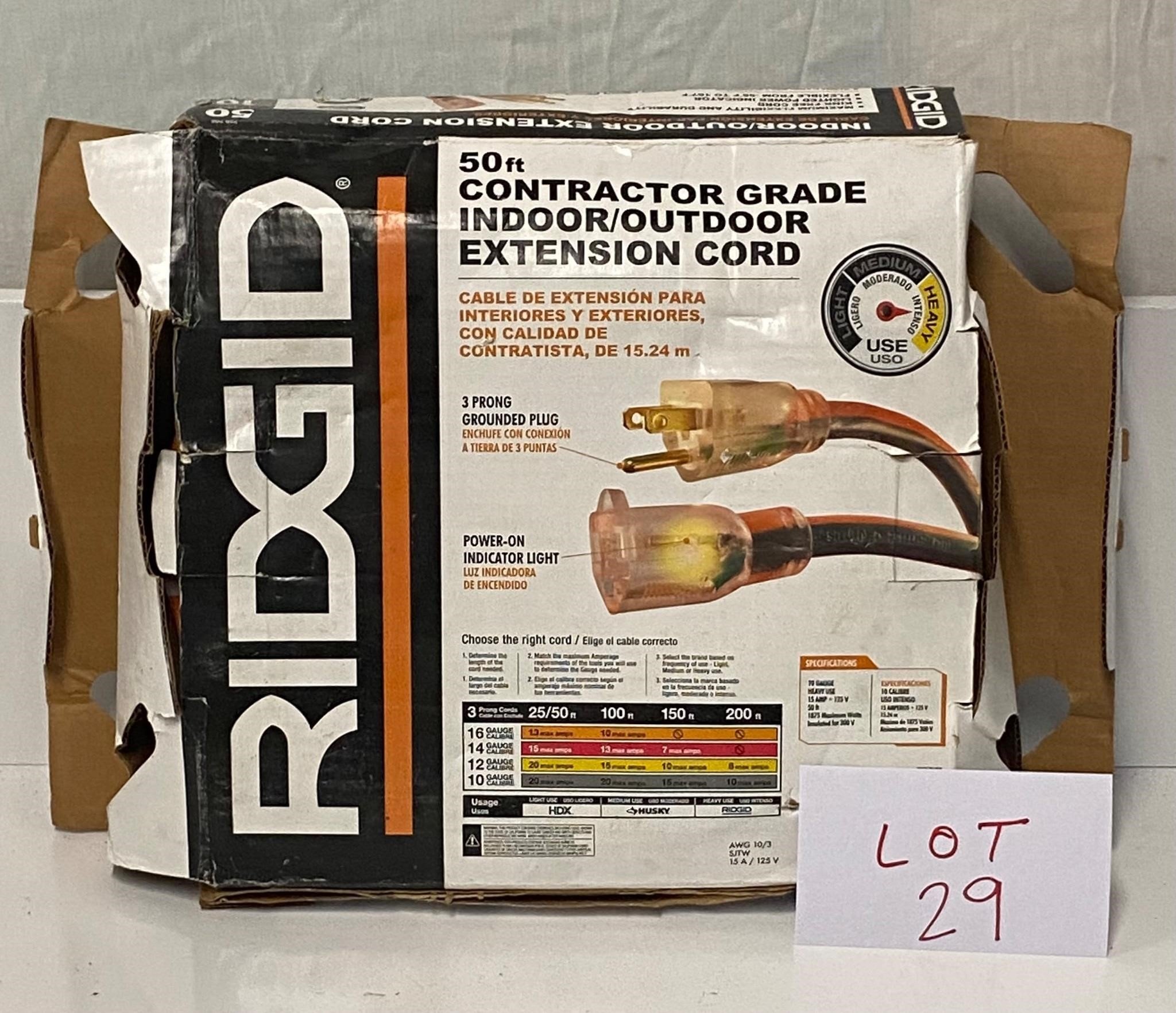 50' Ridgid Contractor Grade Extension cord