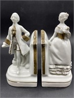 (2) Vintage Porcelain Courting Couple Bookends