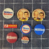 D2 8pc Campaign Buttons: Nixon / Lodge, Ike / Dick