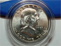 OF) Uncirculated 1955 silver Franklin half dollar