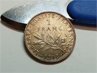 OF) 1918 France silver 1 franc