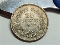 OF) 1897 Netherlands silver 25 cents