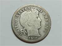 OF) 1910 silver Barber dime