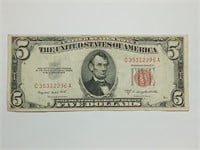 OF) 1953 b Red Seal $5 us note