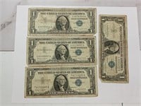 OF) (4) 1957 $1 silver certificates