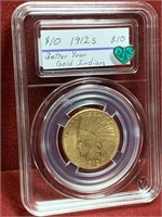NICE 1912-S UNITED STATES GOLD INDIAN $10 BETTER