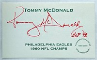 Tommy McDonald HOF 98 Signed Auto Card 1960 PHI