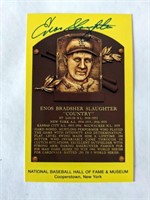 Enos Slaughter Signed Auto Hall of Fame Postcard