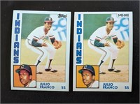 2 1984 Julio Franco Rookie Cards Topps & O-Pee-Che