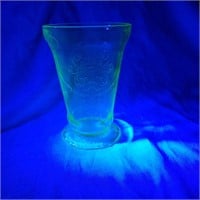 4 ½" tall green uranium glass