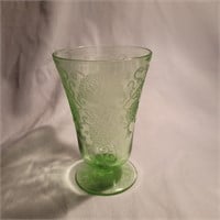 5" uranium glass footed water glass