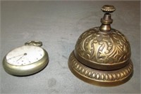 Pocket Watch and Vintage Brass Bell