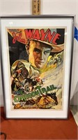 Framed John Wayne movie poster approximately 24”