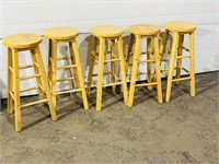 5 wood stools - 29" h