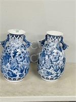 pair of Asian theme vases - 17" tall