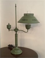 Green metal student desk lamp