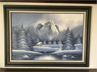 31x43 winter scene oil painting
