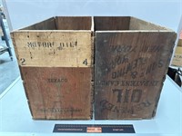 2x Wooden Crates Inc Texaco and White Rose Oil