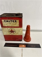 Caltex One Gallon tin and Original Plastic Pourer