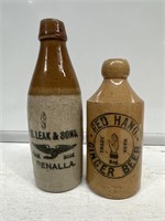 2 x Ginger Beer Bottles Inc. Red Hand & W Leak