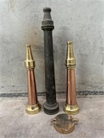 3 x Copper Fire Hose Nozzles & Other - Tallest