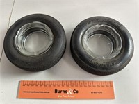 2 x DUNLOP Tyre Ashtrays