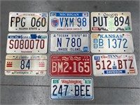 10 x Vintage U.S Number Plates