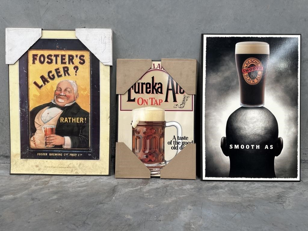 Assorted Aussie Beer Hard backed Prints - largest