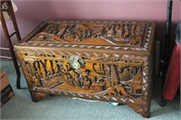 1950's Vaw Tay Factory Carved Trunk 40"W 20"D 23"T