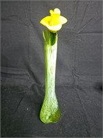 Lefton Bud Vase & 12" Hand Blown Glass Flower