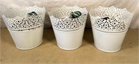 3pcs- 8" metal flower pots