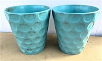 2pcs- 12" Turquoise pottery planters