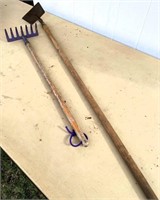 garden hoe & childs rake