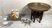 vases, soaps, octopus decoration copper platter