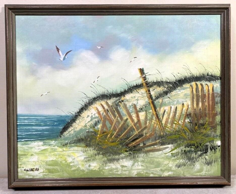 BEACH- Oil on canvas picture - OLIVERI 17x21