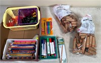 markers, pencils, stationary clips, COIN wraps