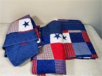 3pcs- red, white & blue twin quilts