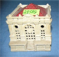 Hand painted cast iron treasury bank building